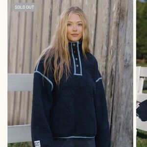 Eleven Eleven Fleece Pullover- Navy and Denim